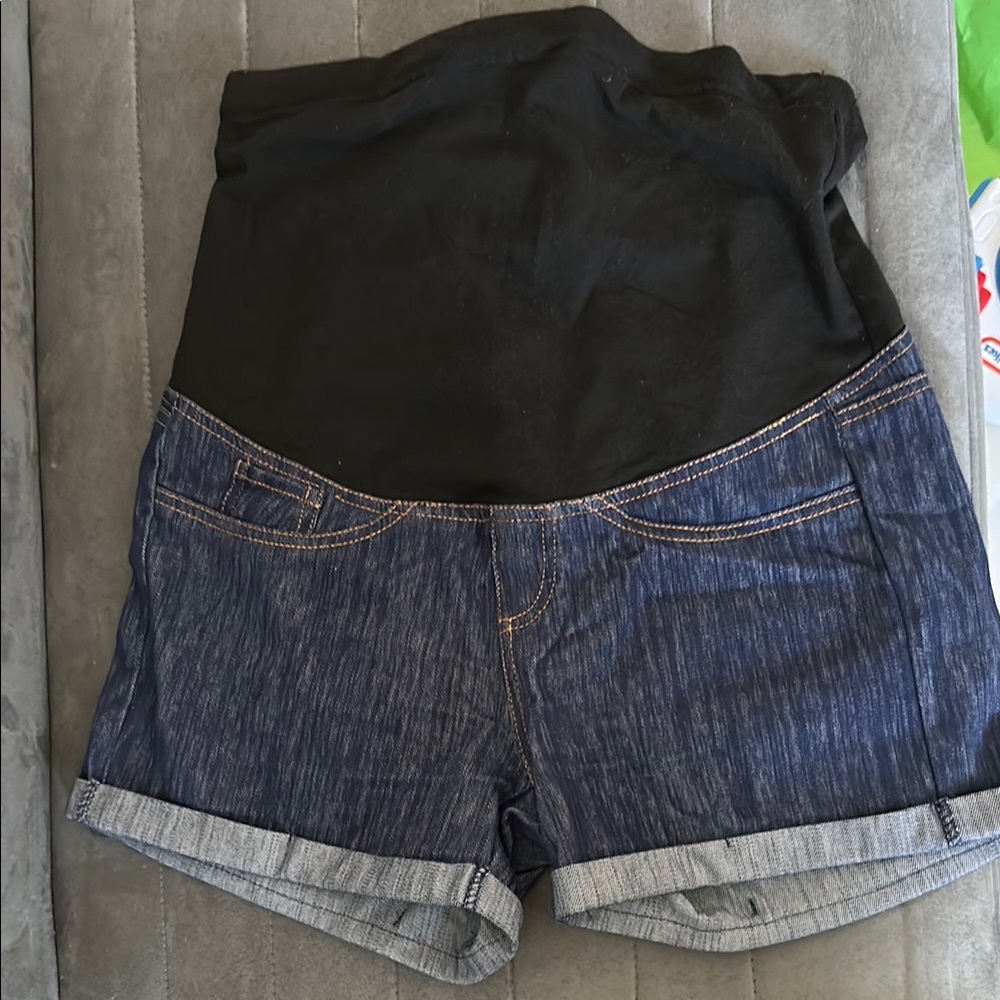 Women's Blue Maternity Shorts